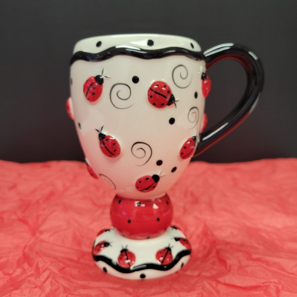 Burton+Burton Ladybug Raised Relief 2005 Pedestal Mug